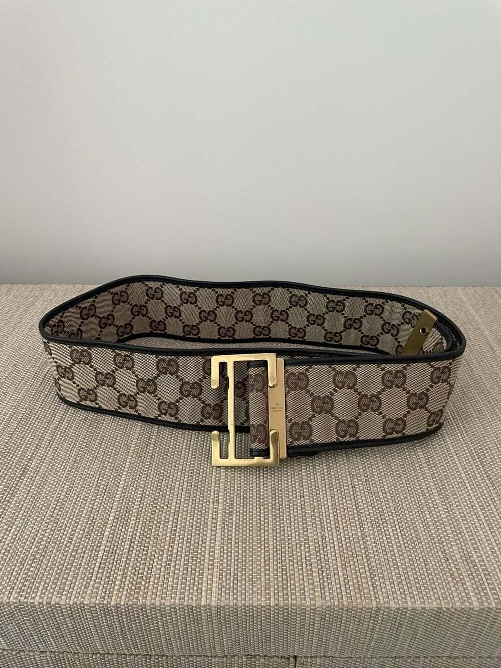 Vintage Gucci GG Canvas and Leather Trim Belt